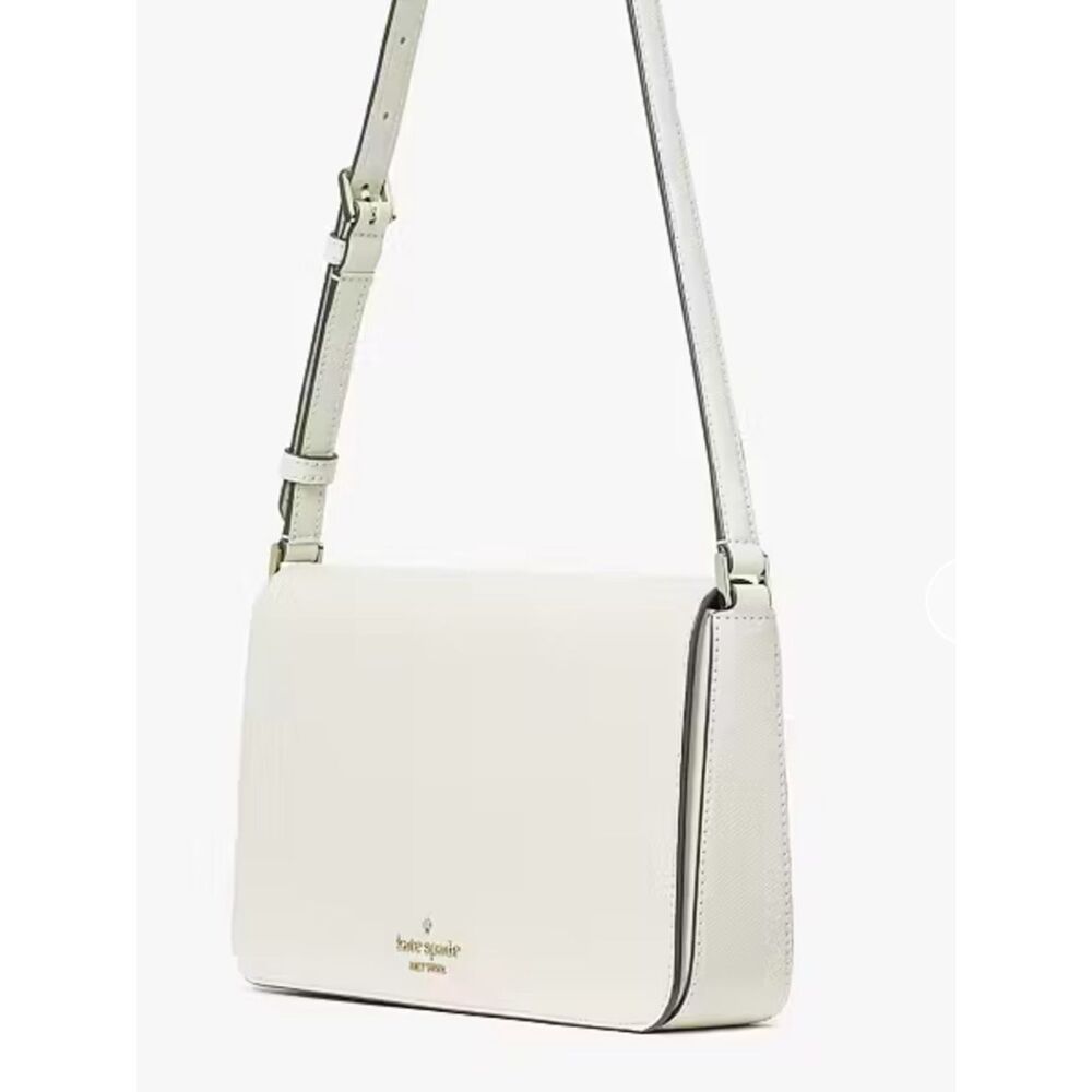 kate spade Staci Meringue Ivory Gold Tone Saffiano Leather Small Hobo Bag